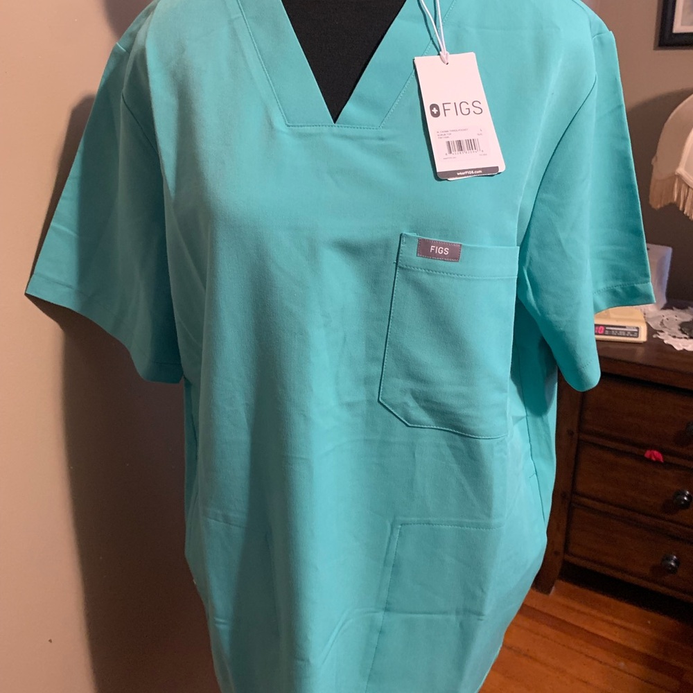 Figs Teal Scrub Top